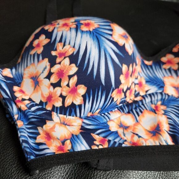 PINK Tropical floral Caged Bralette size SMALL - Picture 2 of 8